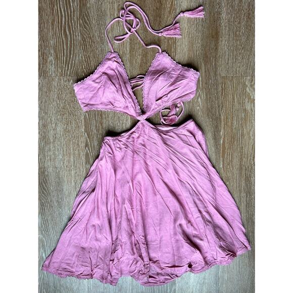 NWT Alexia Admor Ali Fit And Flare Cut Out Lace Trim Dress Pink Size 6 - Picture 3 of 8